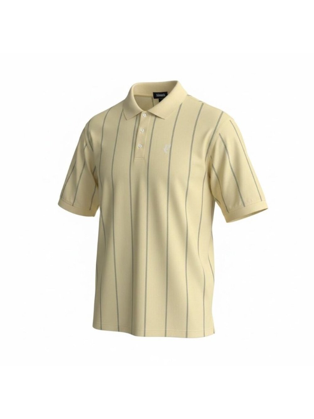 Ashworth Men's Polo Golf Shirt Pale Yellow Pencil Stripe Size XXL